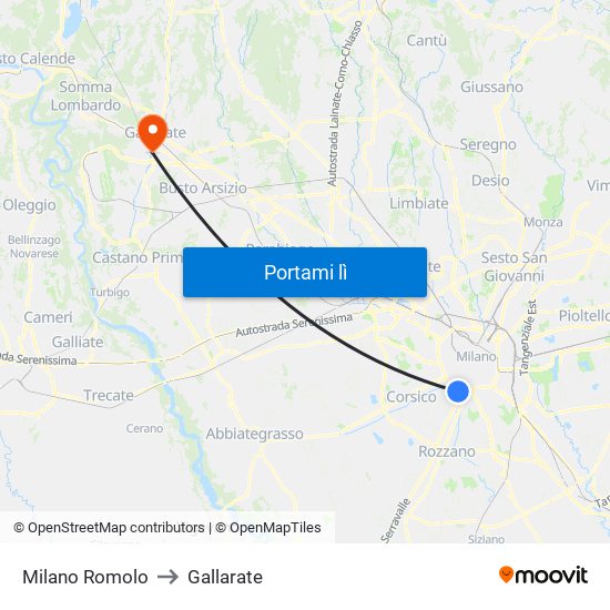 Milano Romolo to Gallarate map