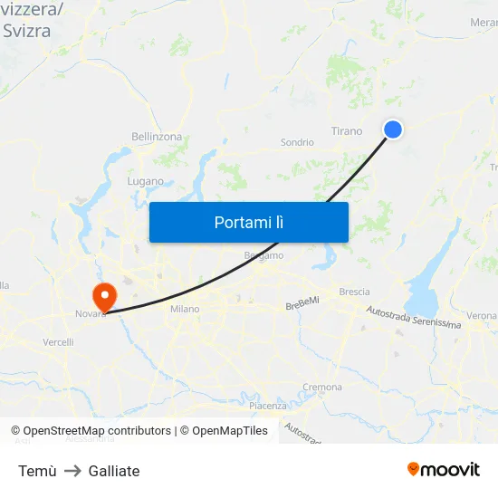 Temù to Galliate map