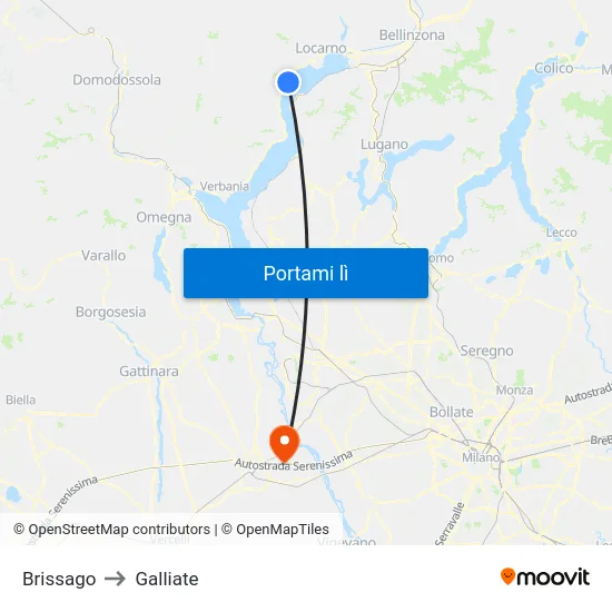 Brissago to Galliate map