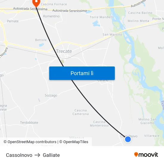Cassolnovo to Galliate map