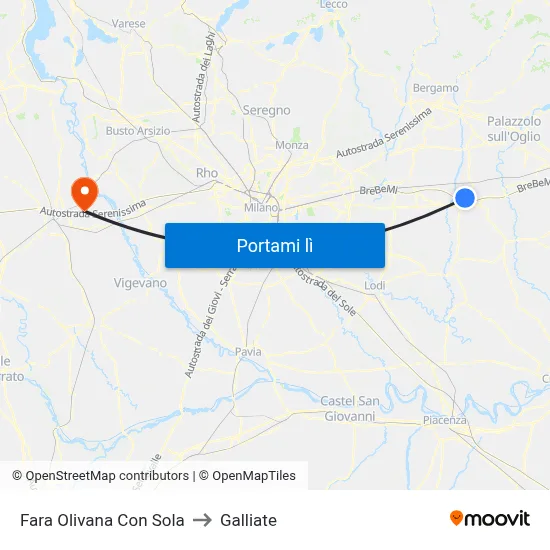Fara Olivana Con Sola to Galliate map