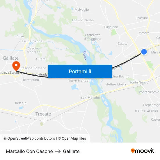 Marcallo Con Casone to Galliate map
