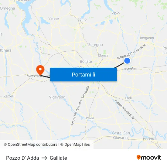 Pozzo D' Adda to Galliate map