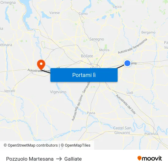 Pozzuolo Martesana to Galliate map