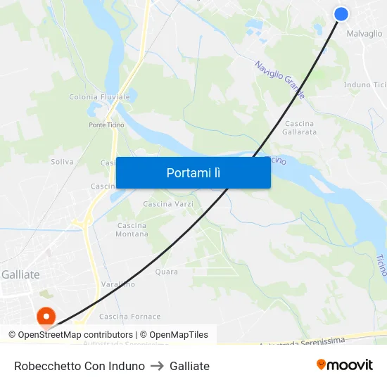 Robecchetto Con Induno to Galliate map