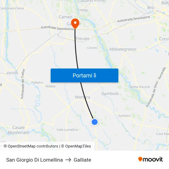 San Giorgio Di Lomellina to Galliate map