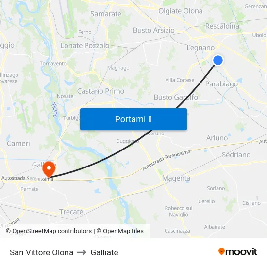 San Vittore Olona to Galliate map