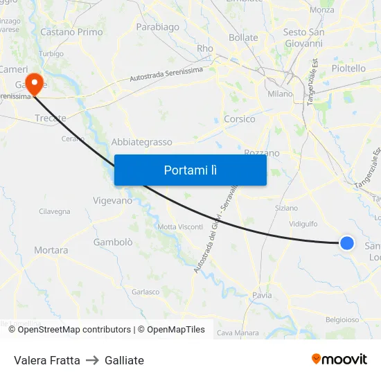 Valera Fratta to Galliate map