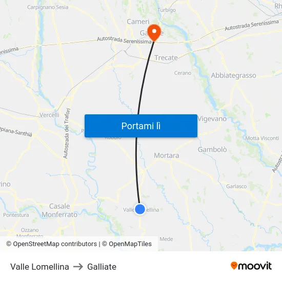 Valle Lomellina to Galliate map