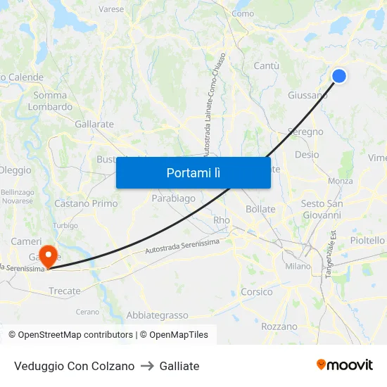 Veduggio Con Colzano to Galliate map