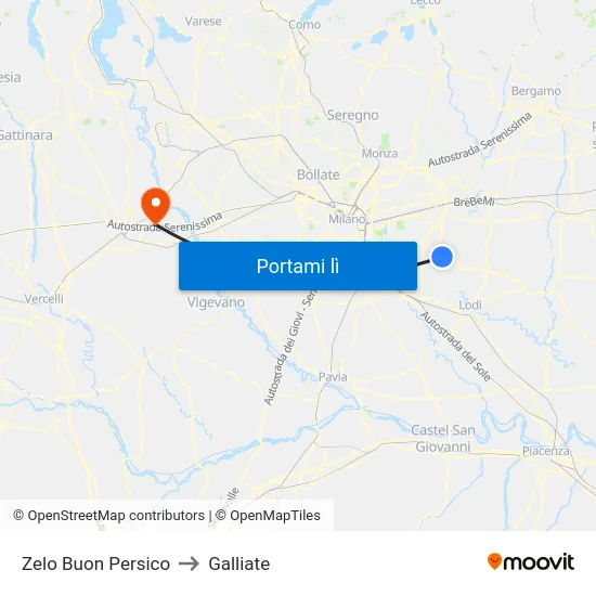 Zelo Buon Persico to Galliate map
