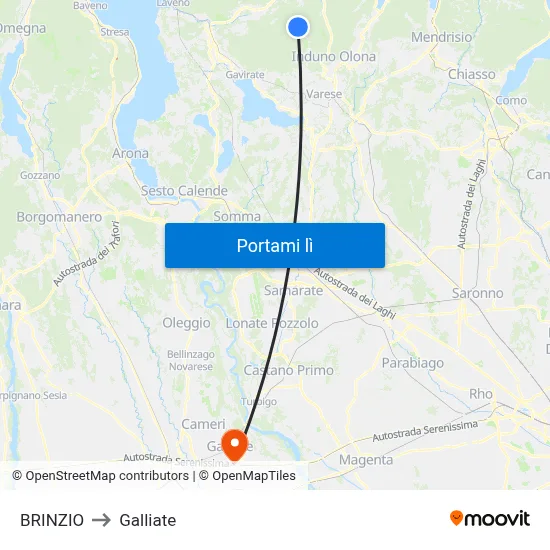 BRINZIO to Galliate map