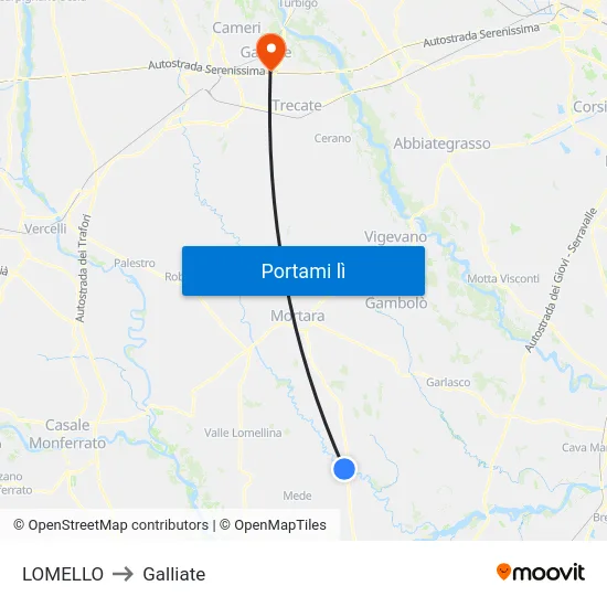 LOMELLO to Galliate map