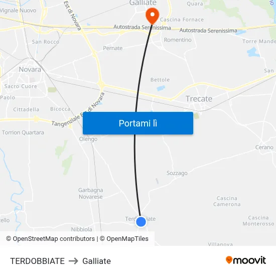 TERDOBBIATE to Galliate map