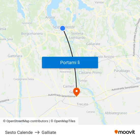 Sesto Calende to Galliate map