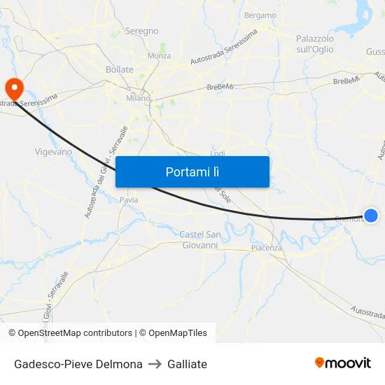 Gadesco-Pieve Delmona to Galliate map