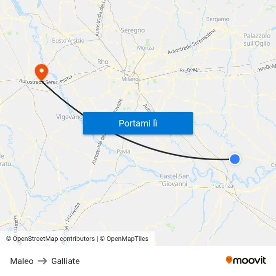 Maleo to Galliate map