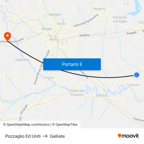 Pozzaglio Ed Uniti to Galliate map