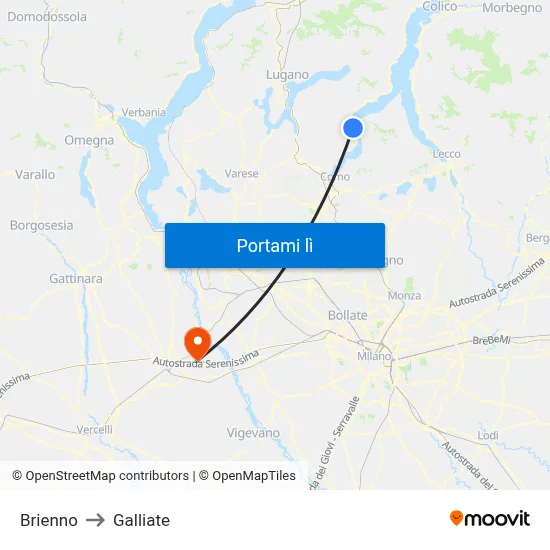 Brienno to Galliate map