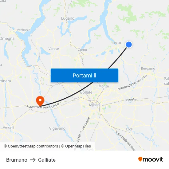 Brumano to Galliate map