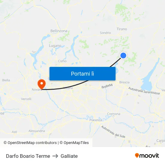 Darfo Boario Terme to Galliate map