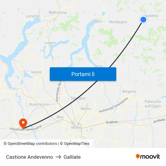 Castione Andevenno to Galliate map