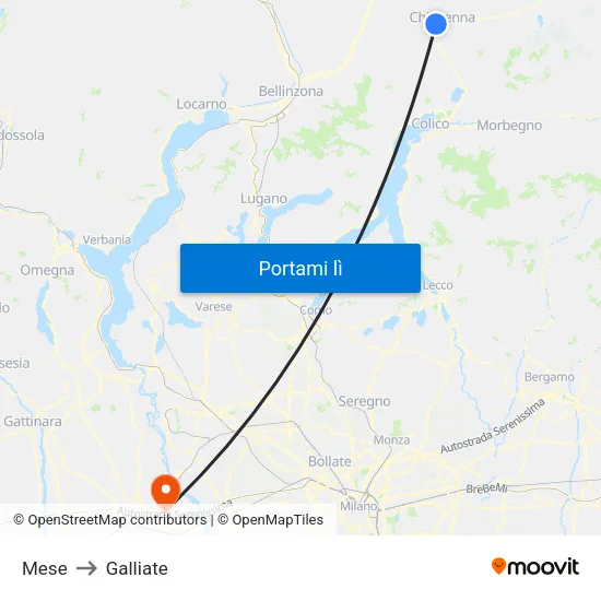 Mese to Galliate map