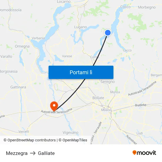 Mezzegra to Galliate map