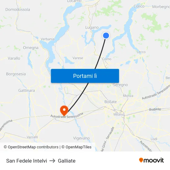 San Fedele Intelvi to Galliate map