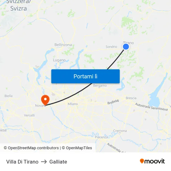 Villa Di Tirano to Galliate map