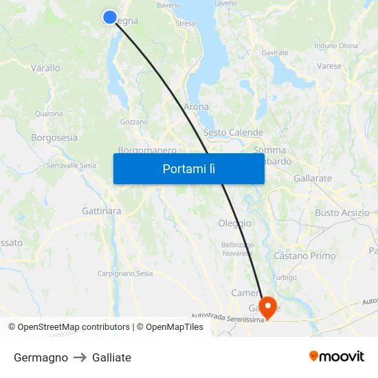 Germagno to Galliate map
