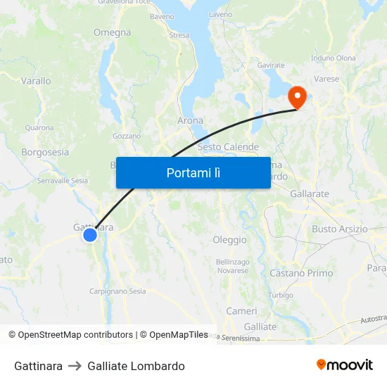 Gattinara to Galliate Lombardo map