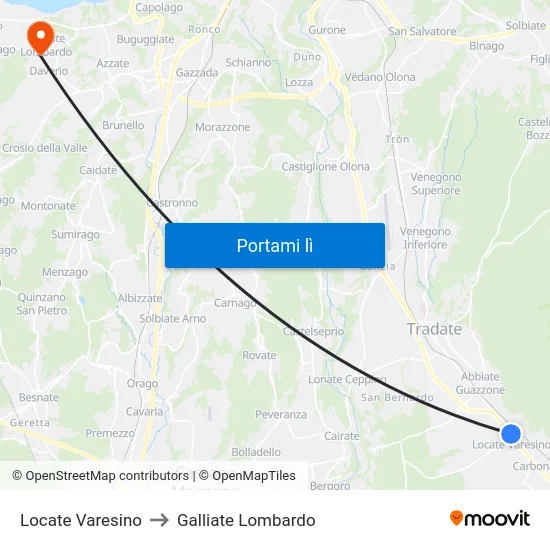 Locate Varesino to Galliate Lombardo map