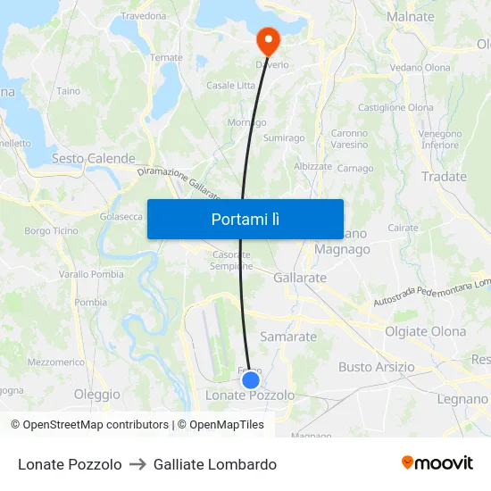 Lonate Pozzolo to Galliate Lombardo map