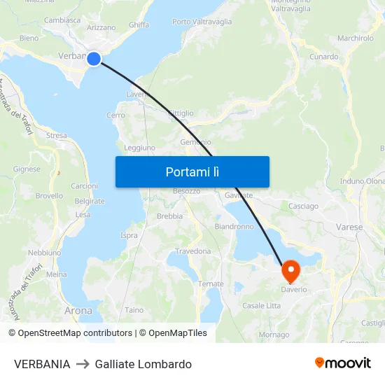 VERBANIA to Galliate Lombardo map