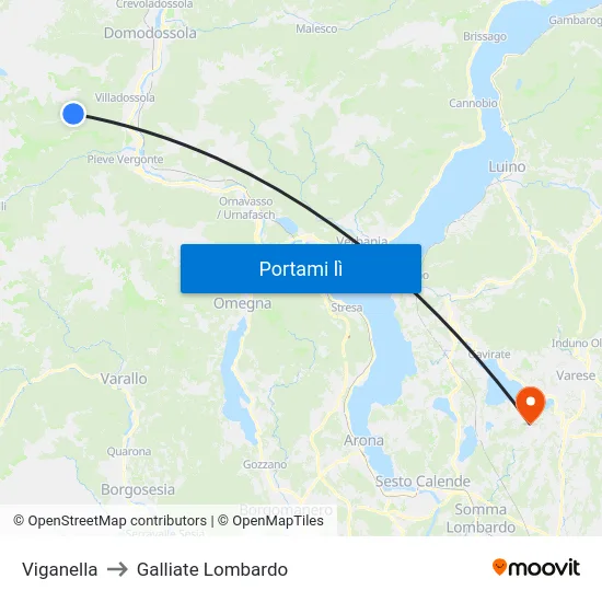 Viganella to Galliate Lombardo map