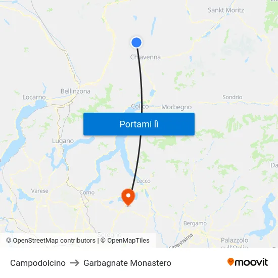 Campodolcino to Garbagnate Monastero map