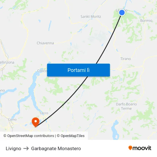 Livigno to Garbagnate Monastero map