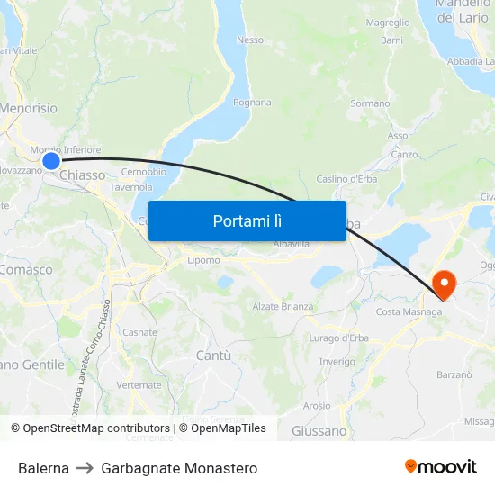 Balerna to Garbagnate Monastero map