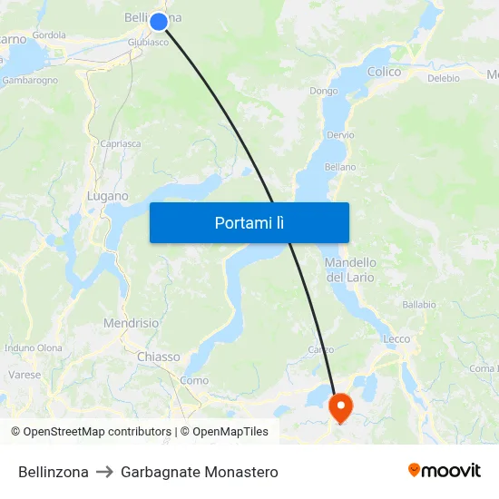 Bellinzona to Garbagnate Monastero map