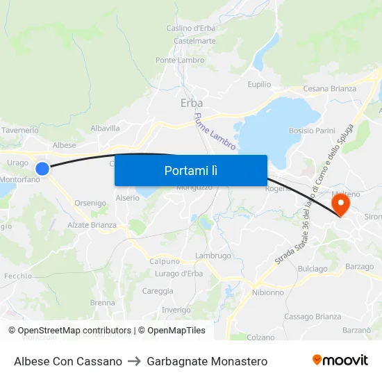 Albese Con Cassano to Garbagnate Monastero map