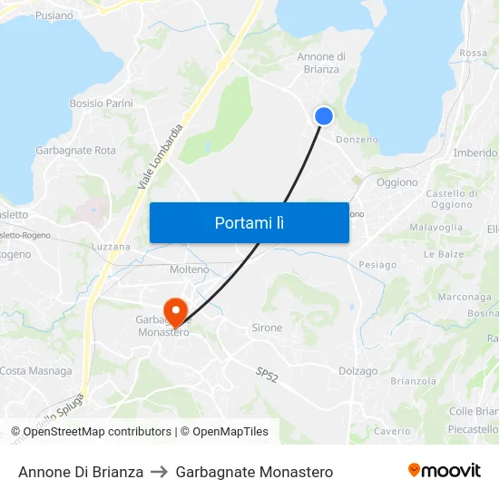 Annone Di Brianza to Garbagnate Monastero map