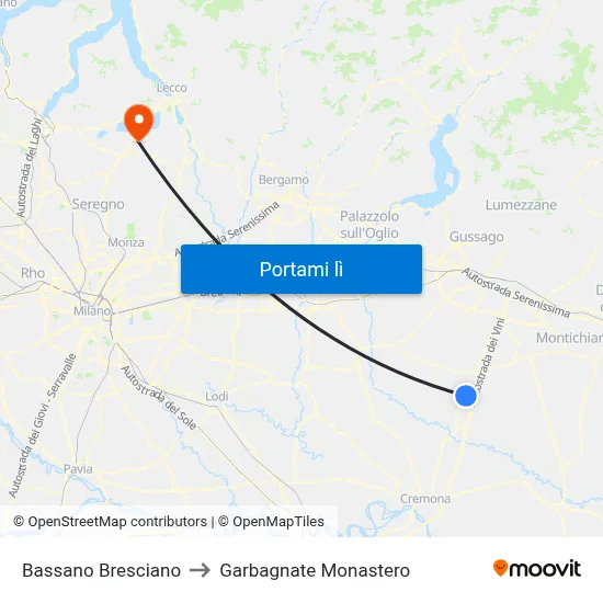 Bassano Bresciano to Garbagnate Monastero map
