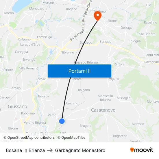 Besana In Brianza to Garbagnate Monastero map