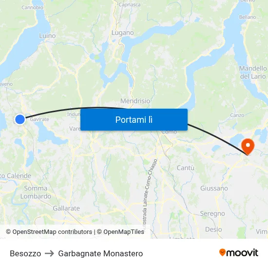 Besozzo to Garbagnate Monastero map