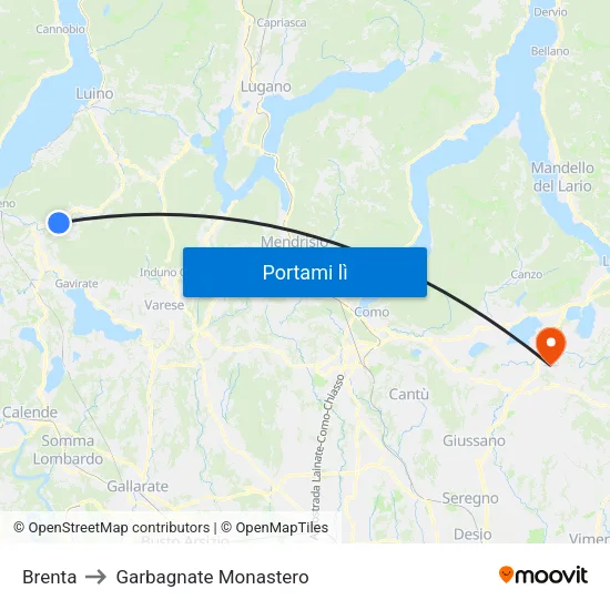 Brenta to Garbagnate Monastero map