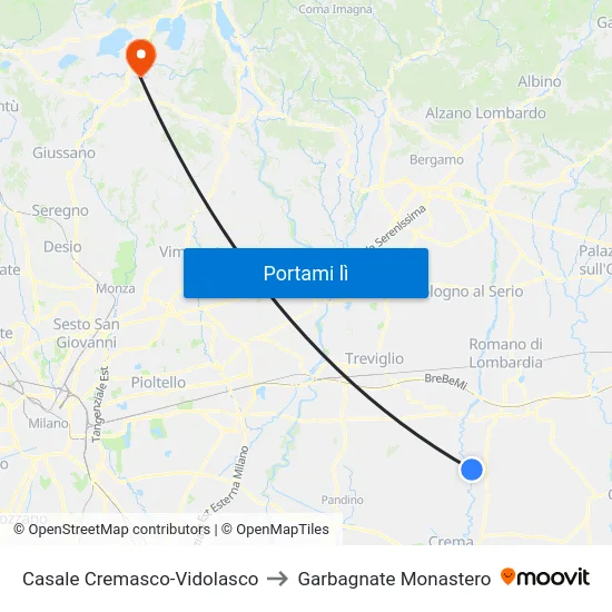 Casale Cremasco-Vidolasco to Garbagnate Monastero map