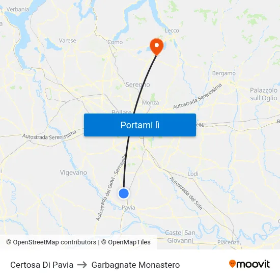 Certosa Di Pavia to Garbagnate Monastero map