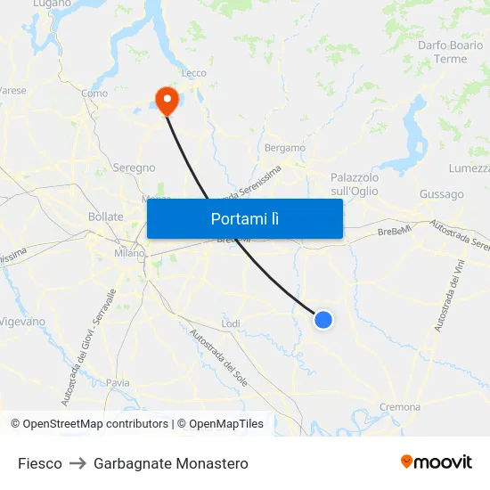 Fiesco to Garbagnate Monastero map