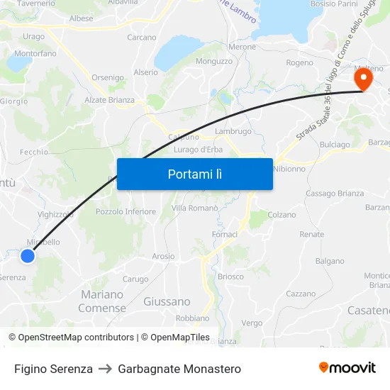 Figino Serenza to Garbagnate Monastero map